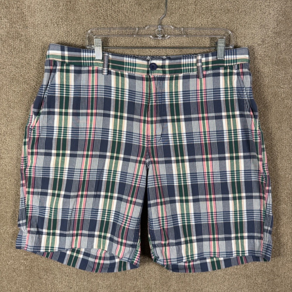 Vineyard Vines Plaid Shorts Mens 38 Multicolor Preppy Cotton Flat Front 9 Inseam
